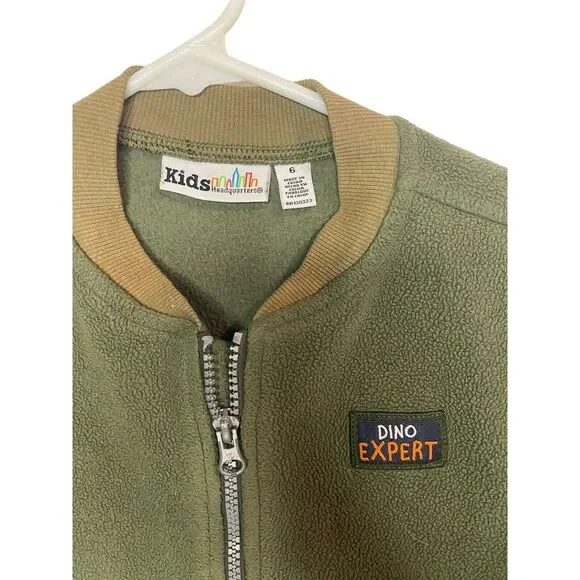 Kids Headquarters Size 6 Boys Jacket Coat Green Fleece‎ Zip Up - Picture 2 of 4